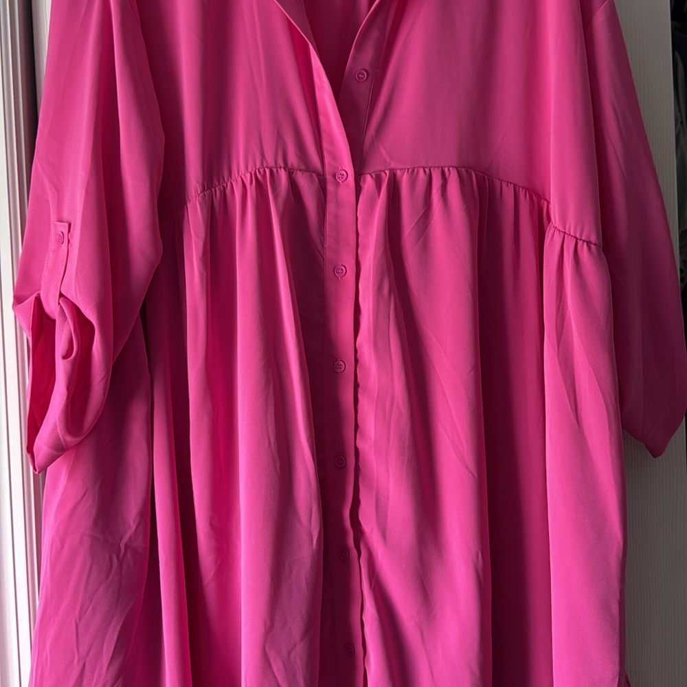 Entro Pink Button-Up Dress